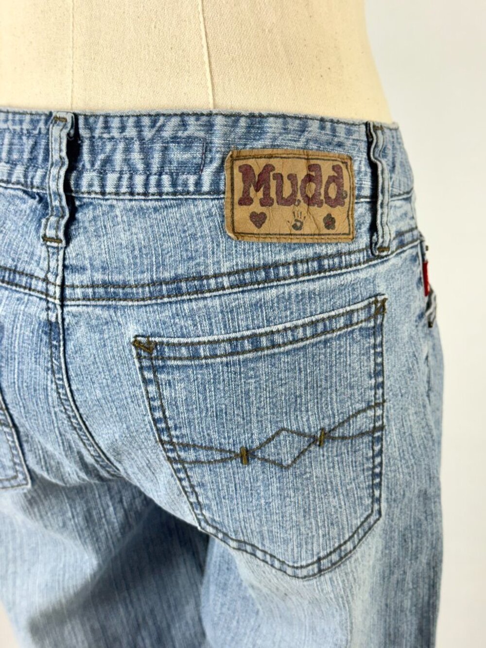 Vtg Y2K Mudd Low Rise Bell Bottom Flare Jeans Button Fly Light Wash Hip Hugger - Picture 6 of 8